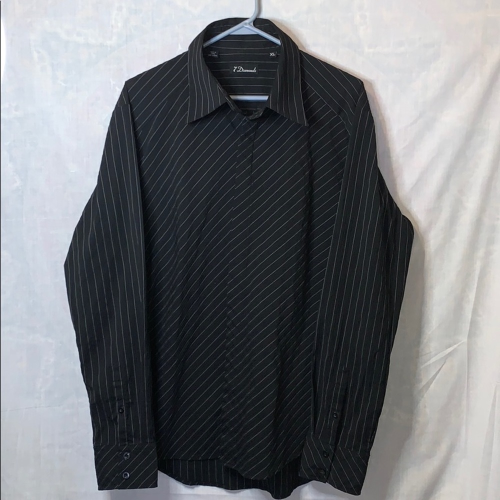 Men’s XL 7 Diamonds Pinstripe Button Down